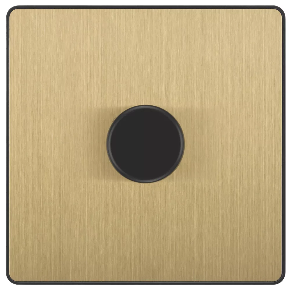 British General Evolve 1-Gang 2-Way LED Trailing Edge Single Push Dimmer Switch With Rotary Control Satin Brass With Black Inserts - Image 3
