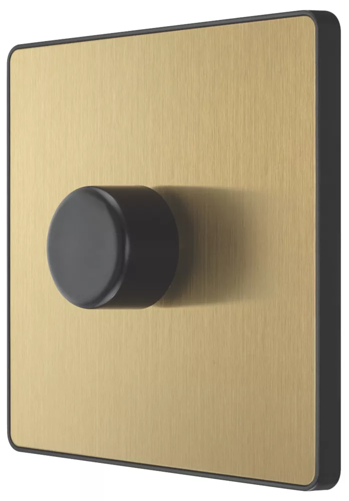 British General Evolve 1-Gang 2-Way LED Trailing Edge Single Push Dimmer Switch With Rotary Control Satin Brass With Black Inserts - Image 4