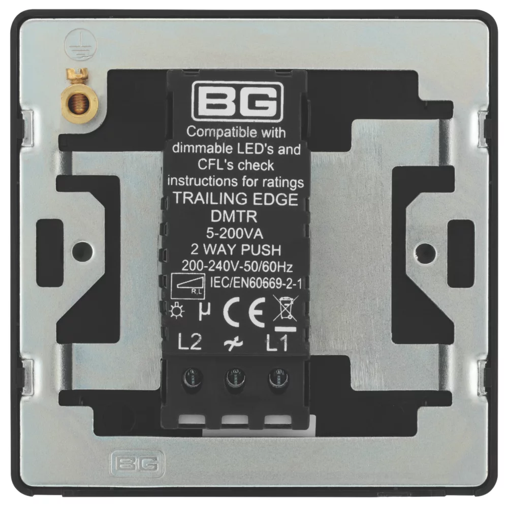 British General Evolve 1-Gang 2-Way LED Trailing Edge Single Push Dimmer Switch With Rotary Control Satin Brass With Black Inserts - Image 6