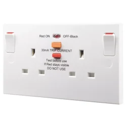 British General 900 Series 13A 2-Gang SP Switched Passive RCD Socket White