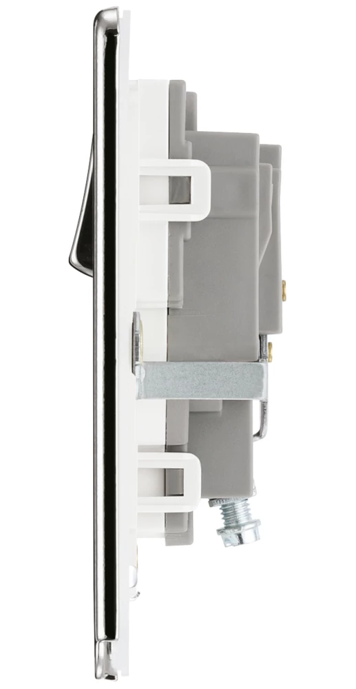 LAP 13A 1-Gang DP Switched Socket Polished Chrome With White Inserts - Image 3