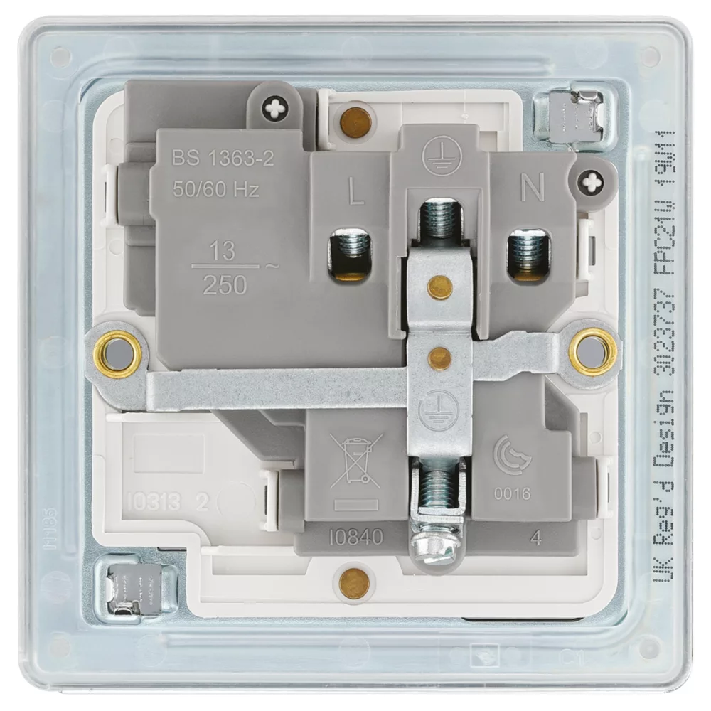 LAP 13A 1-Gang DP Switched Socket Polished Chrome With White Inserts - Image 4