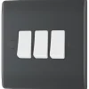 British General Part M 20A 16AX 3-Gang 2-Way Part M Light Switch Charcoal