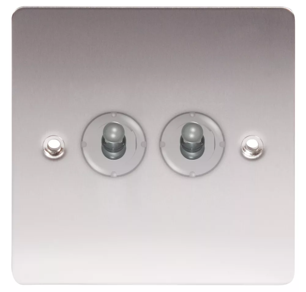 LAP 10AX 2-Gang 2-Way Toggle Switch Brushed Stainless Steel - Image 2