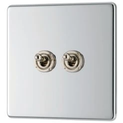 LAP 20A 16AX 2-Gang 2-Way Light Switch Polished Chrome