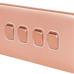 Schneider Electric Lisse Deco 10AX 4-Gang 2-Way Switch Copper With White Inserts