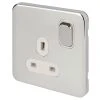 Schneider Electric Lisse Deco 13A 1-Gang DP Switched Plug Socket Polished Chrome With White Inserts