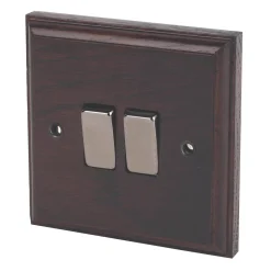 Varilight 10AX 2-Gang 2-Way Light Switch Dark Oak