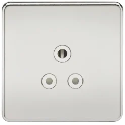 Knightsbridge SF5APCW 5A 1-Gang Unswitched Socket Polished Chrome With White Inserts