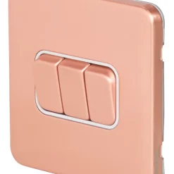 Schneider Electric Lisse Deco 10AX 3-Gang 2-Way Switch Copper With White Inserts