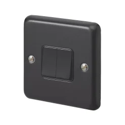 MK Contoura 10A 2-Gang 2-Way Switch Black With Colour-Matched Inserts