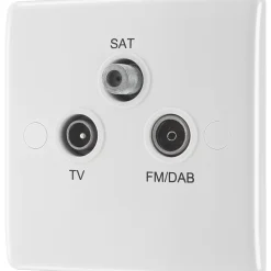 British General 800 Series 1-Gang Triplex TV Socket White