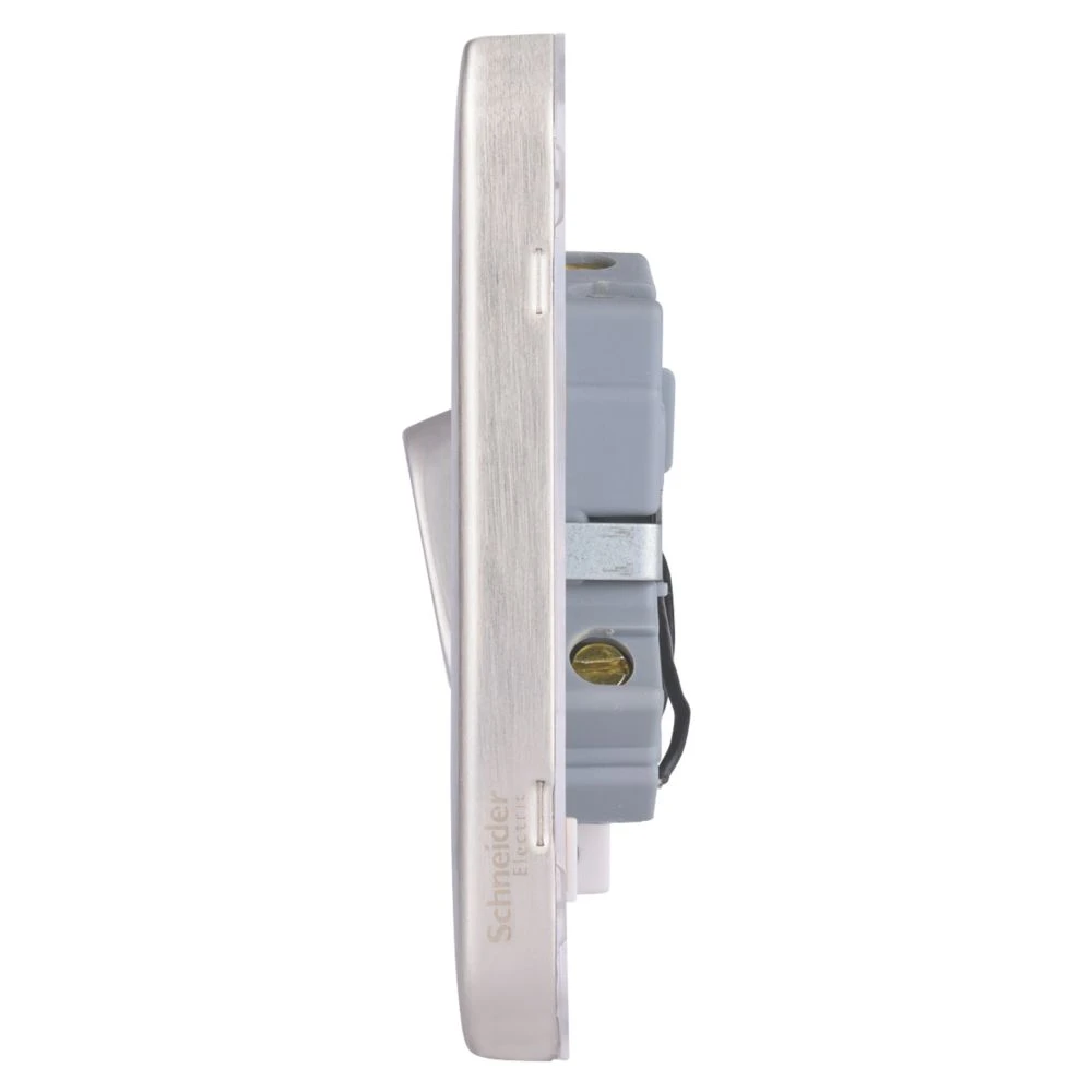 Schneider Electric Lisse Deco 20AX 1-Gang DP Control Switch Brushed Stainless Steel With LED With White Inserts - Image 3