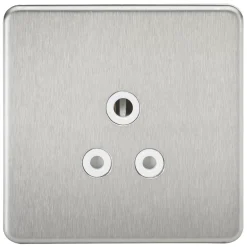 Knightsbridge SF5ABCW 5A 1-Gang Unswitched Socket Brushed Chrome With White Inserts