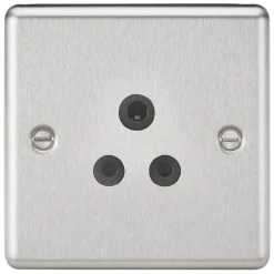 Knightsbridge CL5ABC 5A 1-Gang Unswitched Socket Brushed Chrome With Black Inserts