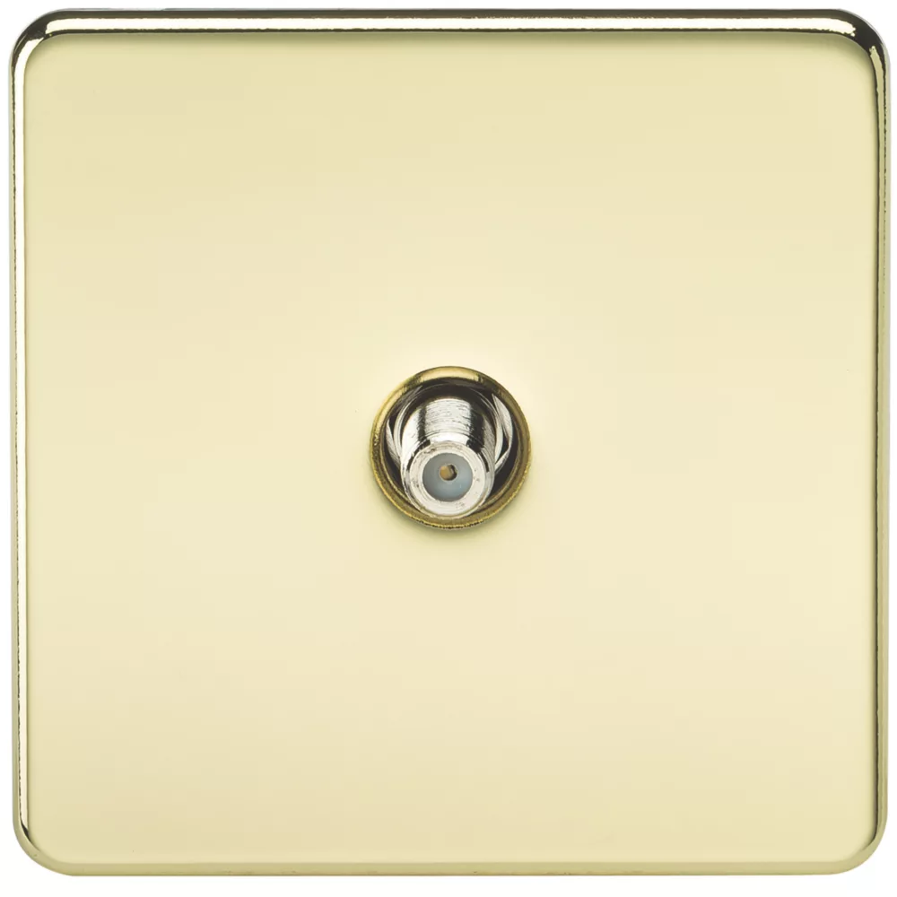 Knightsbridge SF0150PB 1-Gang F-Type Satellite Socket Polished Brass