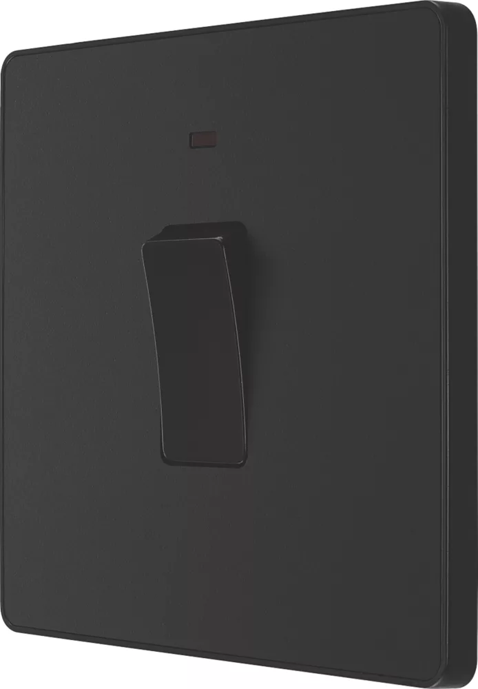 British General Evolve 20A 1-Gang DP Control Switch Matt Black With LED With Black Inserts