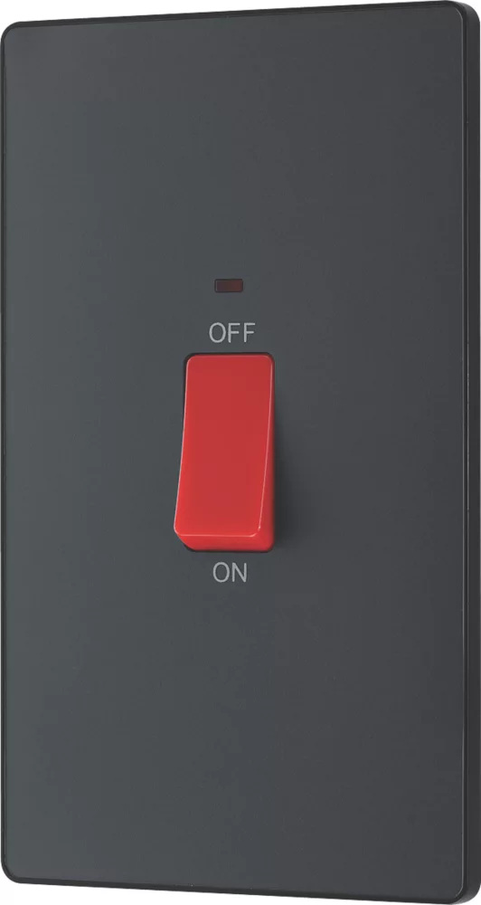 British General Evolve 45A 1-Gang 2-Pole Cooker Switch Grey With LED With Black Inserts - Image 4