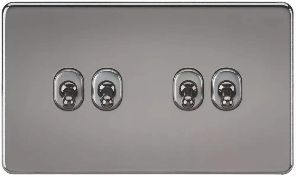 Knightsbridge SF4TOGBN 10AX 4-Gang 2-Way Light Switch Black Nickel