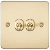 Knightsbridge FP2TOGBB 10AX 2-Gang 2-Way Light Switch Brushed Brass