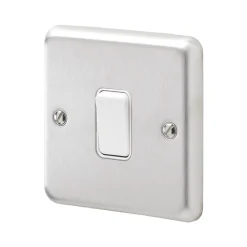 MK Contoura 10A 1-Gang 2-Way Switch Brushed Stainless Steel With White Inserts
