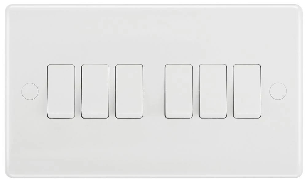 British General 800 Series 20A 16AX 6-Gang 2-Way Light Switch White - Image 2