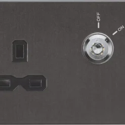 Knightsbridge SFR9LOCKSB 13A Key Switch 1-Gang DP Switched Socket Smoked Bronze With Black Inserts
