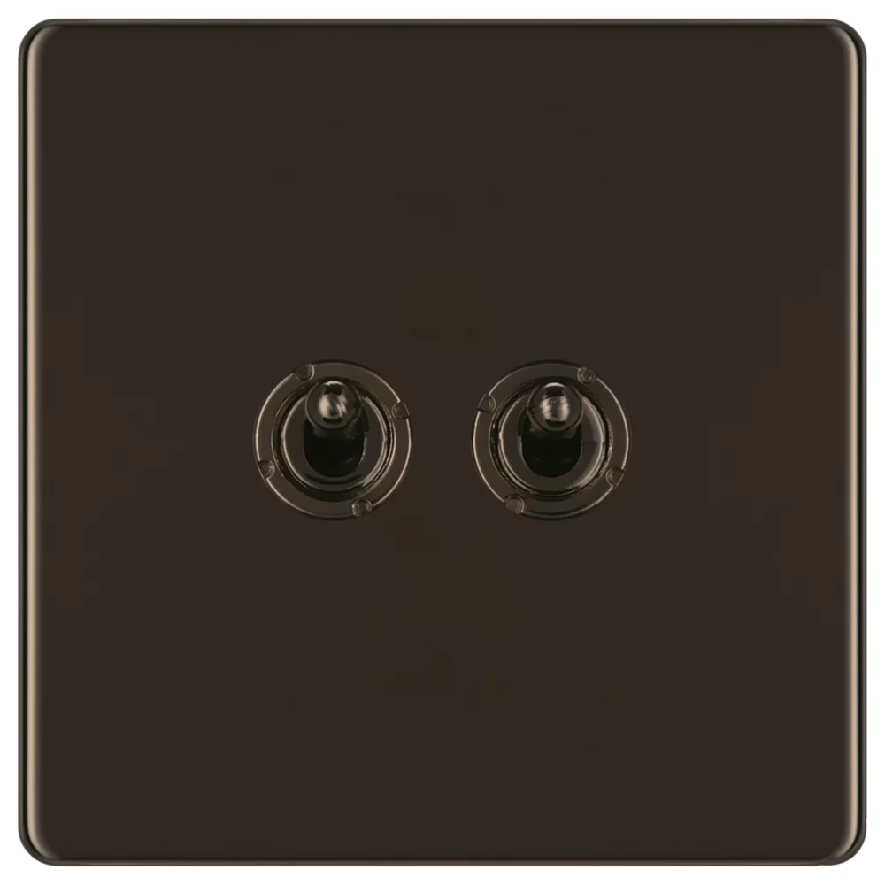 LAP 20A 16AX 2-Gang 2-Way Toggle Switch Black Nickel - Image 2