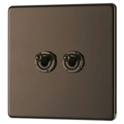 LAP 20A 16AX 2-Gang 2-Way Toggle Switch Black Nickel