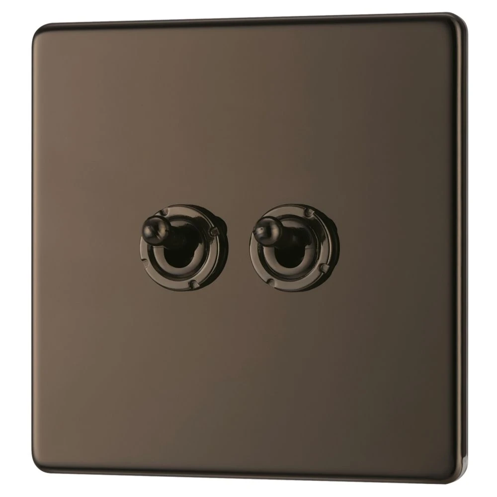 LAP 20A 16AX 2-Gang 2-Way Toggle Switch Black Nickel