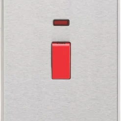 Knightsbridge CS82NBC 45A 2-Gang DP Control Switch Brushed Chrome With LED