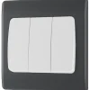 British General Part M 20A 16AX 3-Gang 2-Way Light Switch Charcoal