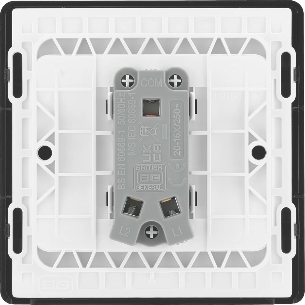 British General Evolve 20 A 16AX 1-Gang 2-Way Light Switch Black With Black Inserts - Image 6