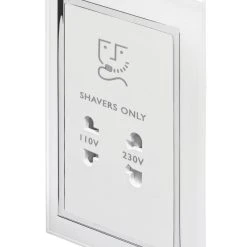 Retrotouch Crystal 2-Gang Dual Voltage Shaver Socket 110 / 220V White Glass