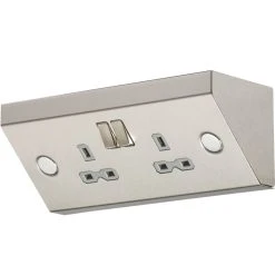 Knightsbridge SKR008 13A 2-Gang DP Switched Under Cabinet Socket Stainless Steel With Colour-Matched Inserts