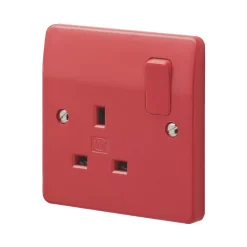 MK Logic Plus 13A 1-Gang DP Switched Plug Socket Red