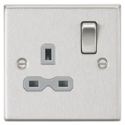 Knightsbridge CS7BCG 13A 1-Gang DP Switched Single Socket Brushed Chrome With Colour-Matched Inserts