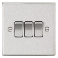 Knightsbridge CS4BC 10AX 3-Gang 2-Way Light Switch Brushed Chrome