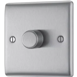 British General Nexus Metal 1-Gang 2-Way LED Dimmer Switch Brushed Steel