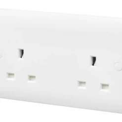 MK Base 13A 2-Gang Unswitched Socket White With White Inserts