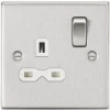 Knightsbridge CS7BCW 13A 1-Gang DP Switched Single Socket Brushed Chrome With White Inserts