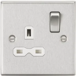 Knightsbridge CS7BCW 13A 1-Gang DP Switched Single Socket Brushed Chrome With White Inserts