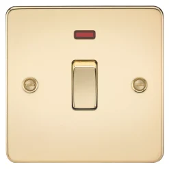 Knightsbridge FP8341NPB 20A 1-Gang DP Control Switch Polished Brass With LED