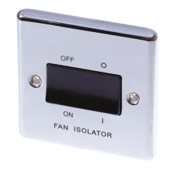 LAP 10AX 1-Gang 3-Pole Fan Isolator Switch Polished Chrome With Black Inserts