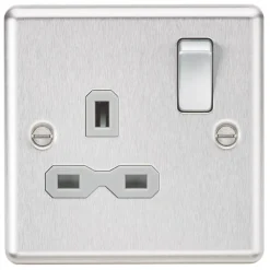 Knightsbridge CL7BCG 13A 1-Gang DP Switched Single Socket Brushed Chrome With Colour-Matched Inserts