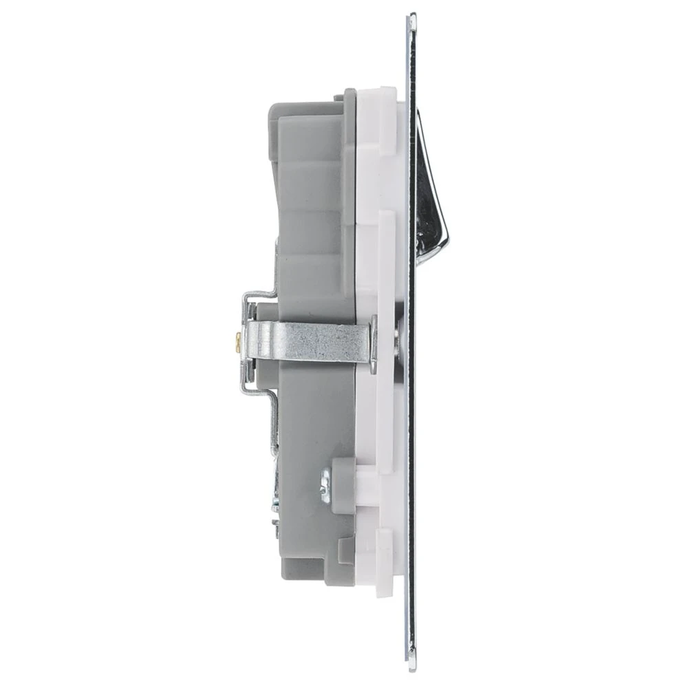 LAP 13A 2-Gang SP Switched Socket + 4.2A 2-Outlet Type A & C USB Charger Polished Chrome With White Inserts - Image 5