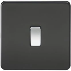 Knightsbridge SF1200MB 10AX 1-Gang Intermediate Switch With Chrome Switch Matt Black
