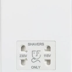 Knightsbridge SF8900MW 2-Gang Dual Voltage Shaver Socket 115 V / 230V Matt White With White Inserts