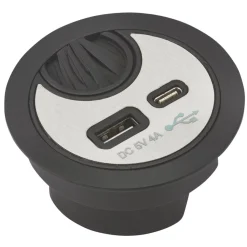 Knightsbridge SK0012 4.0A 2-Outlet Type A & C Desktop USB Charger Brushed Chrome