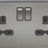 Knightsbridge SFR9000BN 13A 2-Gang DP Switched Double Socket Black Nickel With Black Inserts